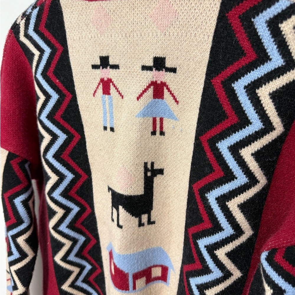 Peruvian Red Patterned Sweater - Picture 4 of 7